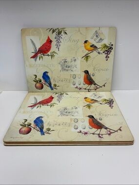 Vintage 2008 15.5 x 12.5 set of 4 cork back placemats “Sing Rejoice Celebrate”
